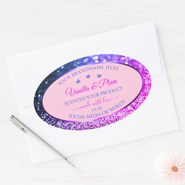 Chic Pink Purple Blue Ombre Glitter Product Labels (Envelope)