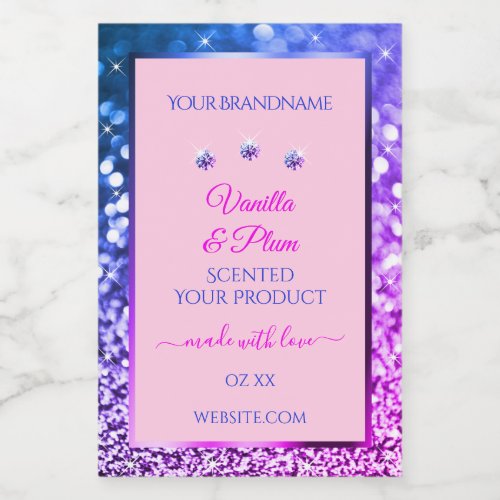 Chic Pink Purple Blue Ombre Glitter Product Labels