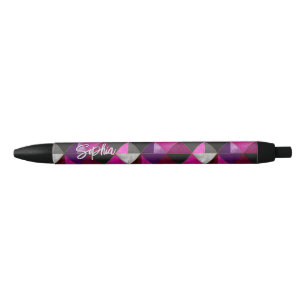 Chic pink purple grey geometric pen
