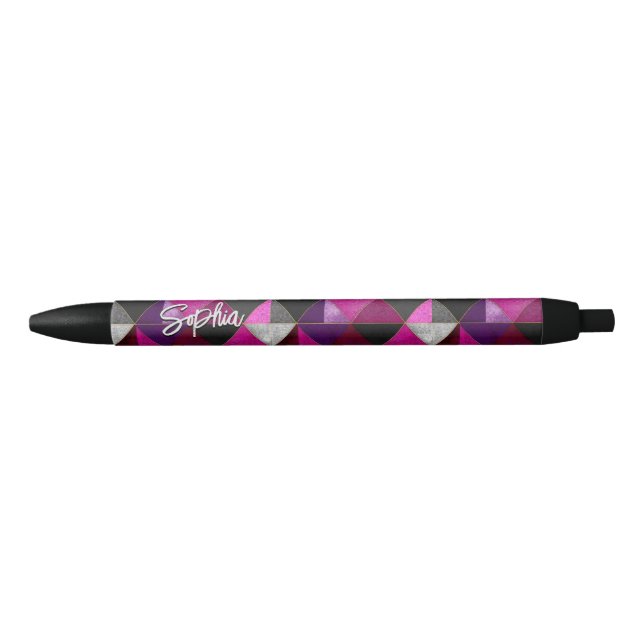 Chic pink purple grey geometric pen (Front)