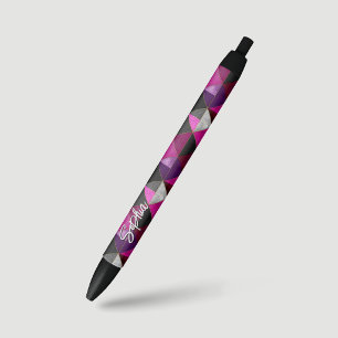 Chic pink purple grey geometric pen