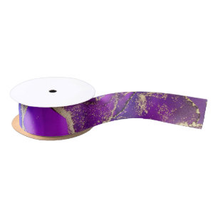 Chic Pink Purple Jewel Toned Ink Wash Satin Ribbon