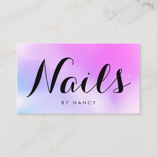 Chic Pink Purple Watercolor Nail Tech Business Card