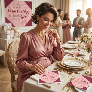 Chic Pink & Red "A Tini One" Baby Shower Napkins