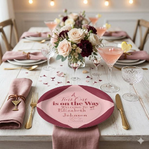 Chic Pink & Red "A Tini One" Baby Shower Paper Plates