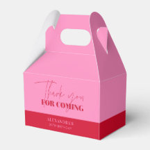 Chic Pink Red Birthday Thank you Favor Boxes