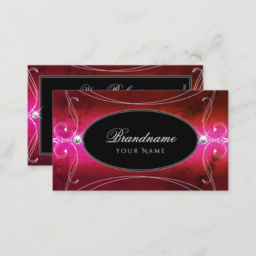 Chic Pink Red Black Ornate Sparkle Jewels Ornament Business Card