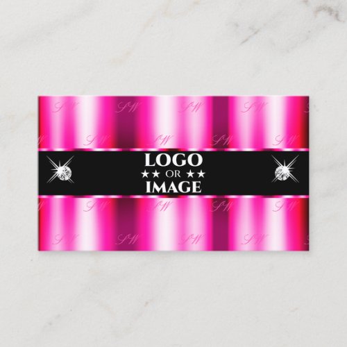 Chic Pink Red Ombre Black Sparkle Jewels with Logo Business Card