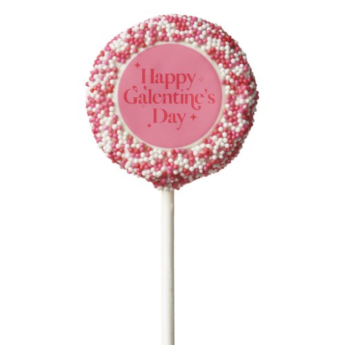 Chic Pink Red Sparkle Happy Galentines Day    Chocolate Covered Oreo Pop