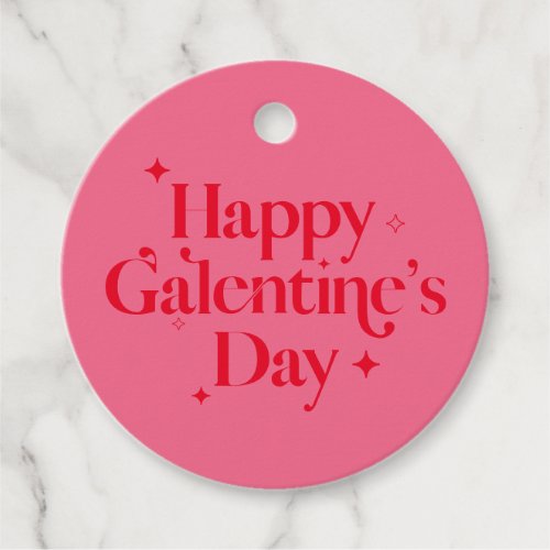 Chic Pink Red Sparkle Happy Galentines Day    Favor Tags