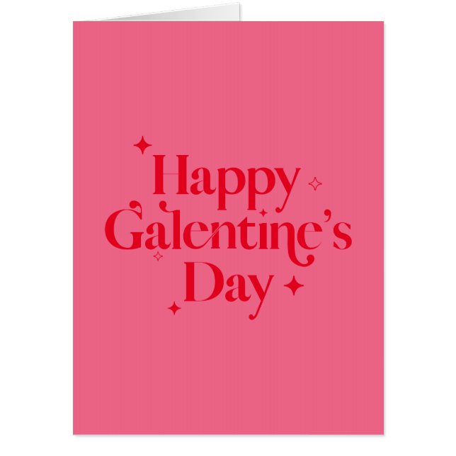 Chic Pink Red Sparkle Happy Galentines Day Jumbo Card (Front)