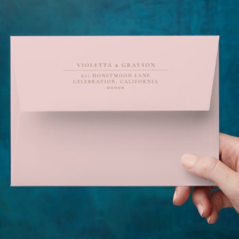 Chic Pink Return Address On Flap Wedding Envelope by TheSpottedOlive at Zazzle