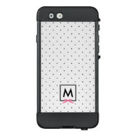 Chic Pink Ribbon Polka Dot Pattern Monogram LifeProof NÜÜD iPhone 6 Case