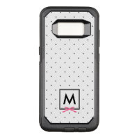 Chic Pink Ribbon Polka Dot Pattern Monogram OtterBox Commuter Samsung Galaxy S8 Case