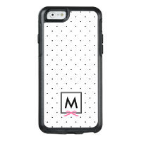 Chic Pink Ribbon Polka Dot Pattern Monogram OtterBox iPhone 6/6s Case