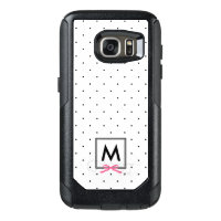 Chic Pink Ribbon Polka Dot Pattern Monogram OtterBox Samsung Galaxy S7 Case