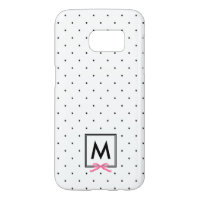 Chic Pink Ribbon Polka Dot Pattern Monogram Samsung Galaxy S7 Case