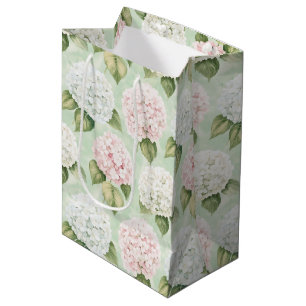 Chic Pink Romantic Blue White Floral Bridal Shower Medium Gift Bag