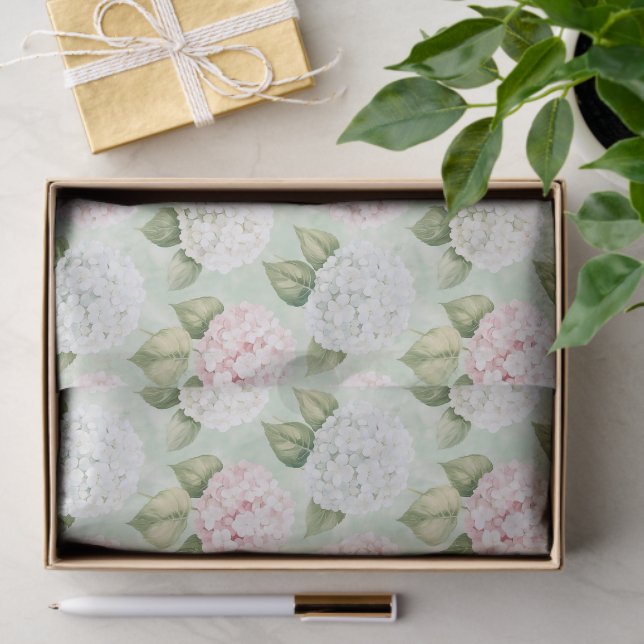 Chic Pink Romantic Blue White Floral Wedding Tissue Paper (Gift)