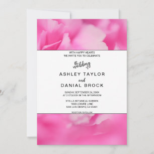 Chic pink rose blossom botanical floral Wedding In Invitation