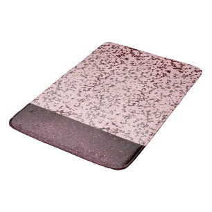 Chic Pink Rose Blush Glittery Marble Bath Mat