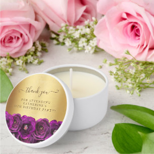 Chic Pink Rose Gold 50th Birthday Party Thank You Mini Candle Favors