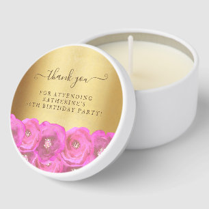 Chic Pink Rose Gold 50th Birthday Thank You Mini Candle Favors