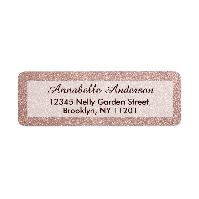 Chic Pink Rose Gold Glitter Sparkle Personalized Label (Front)