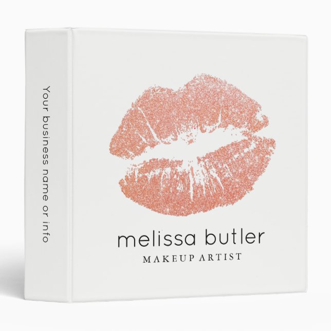 Chic Pink Rose Gold Lips Makeup Artist Binder (Front/Spine)