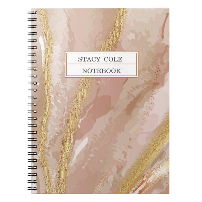 Chic Pink Rose Gold Name Personalized  Notebook (Front)