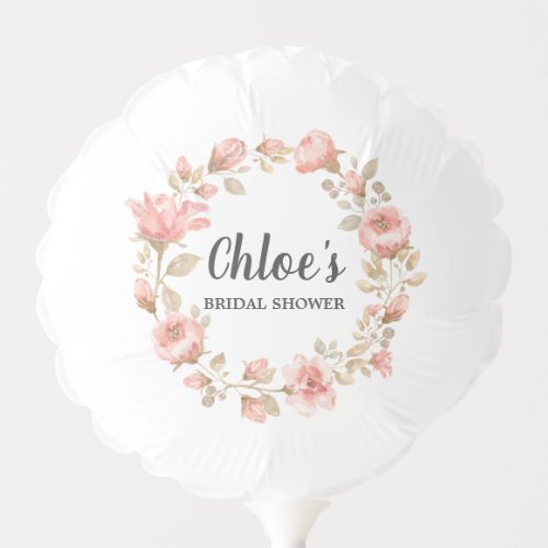 Chic Pink Rose Gold Watercolor Wreath Balloon
