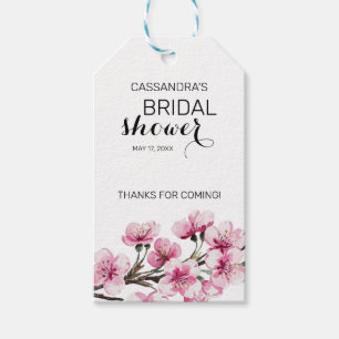 Chic Pink Sakura Floral Bridal Shower Thank You Gift Tags