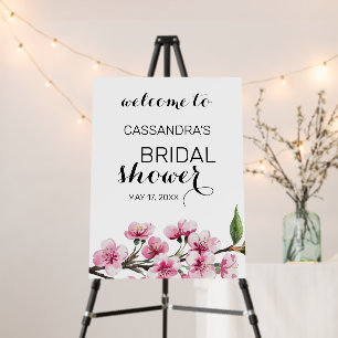 Chic Pink Sakura Floral Bridal Shower Welcome Foam Board