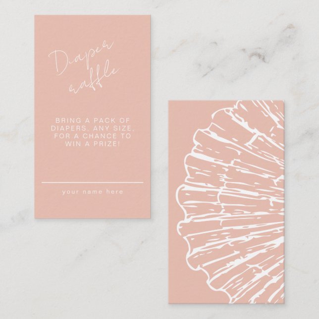 Chic Pink Scallop Shell Books For Baby Girl Shower Enclosure Card (Front/Back)