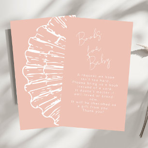 Chic Pink Scallop Shell Books For Baby Girl Shower Enclosure Card