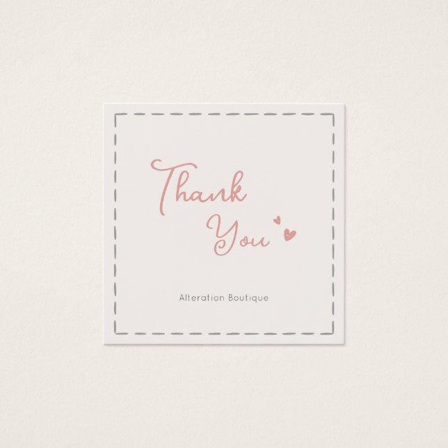 Chic Pink Sewing Business Thank You Card (Front)