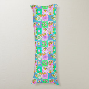 Chic pink sicilian citrus collage floral tiles body pillow