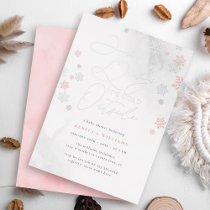 Chic Pink & Silver Snowflakes Winter Baby Shower Foil Invitation