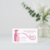 Chic Pink Spray Bottles Housekeeping Services Business Card (Standing Front)