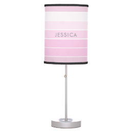 Chic Pink Stripe Minimalist Pattern Table Lamp