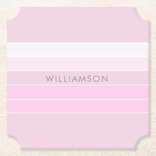 Chic Pink Stripe Pattern Paper Coaster