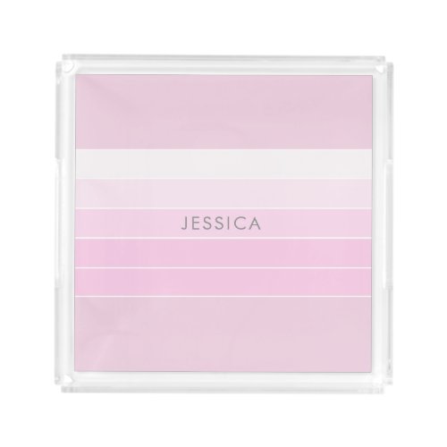 Chic Pink Stripe Pattern Vanity Tray