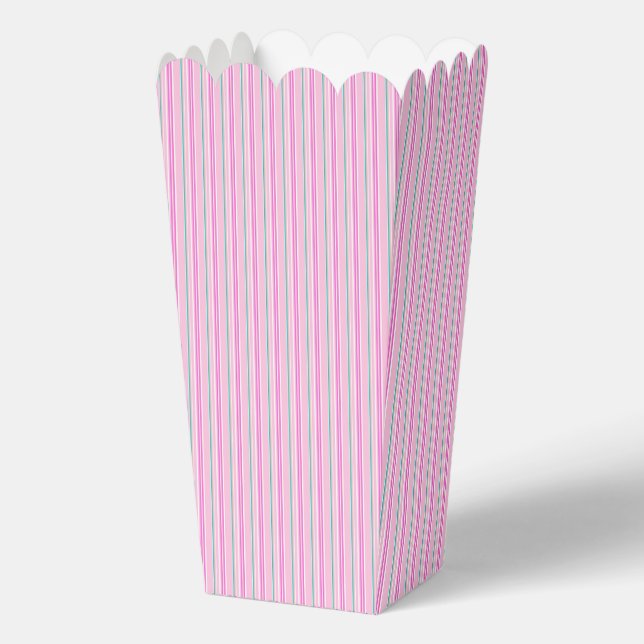 Chic Pink Striped Paper Favor Box – Stylish  (Back)