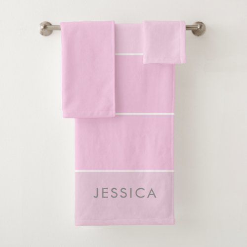 Chic Pink Striped Pattern Bath Towel Set