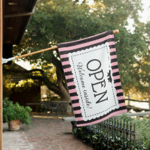 Chic Pink Stripes Scalloped Edges Open