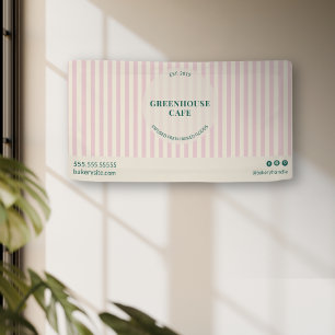 Chic Pink Stripes Simple Bakery Name Event Banner