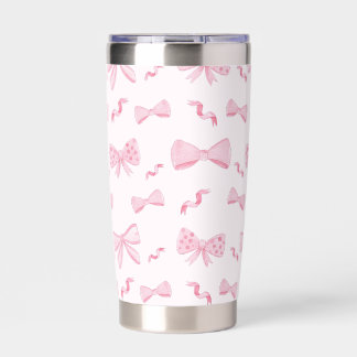 Chic Pink Stylish Coquette Bow Repeat Pattern Insulated Tumbler