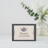 Chic Pink Teapot Tea Cafe Business Card (Standing Front)