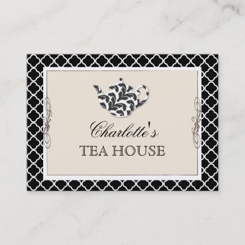 Chic Pink Teapot Tea Cafe Business Card