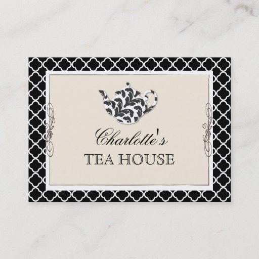 Customizable Chic Pink Teapot Tea Cafe Business Card